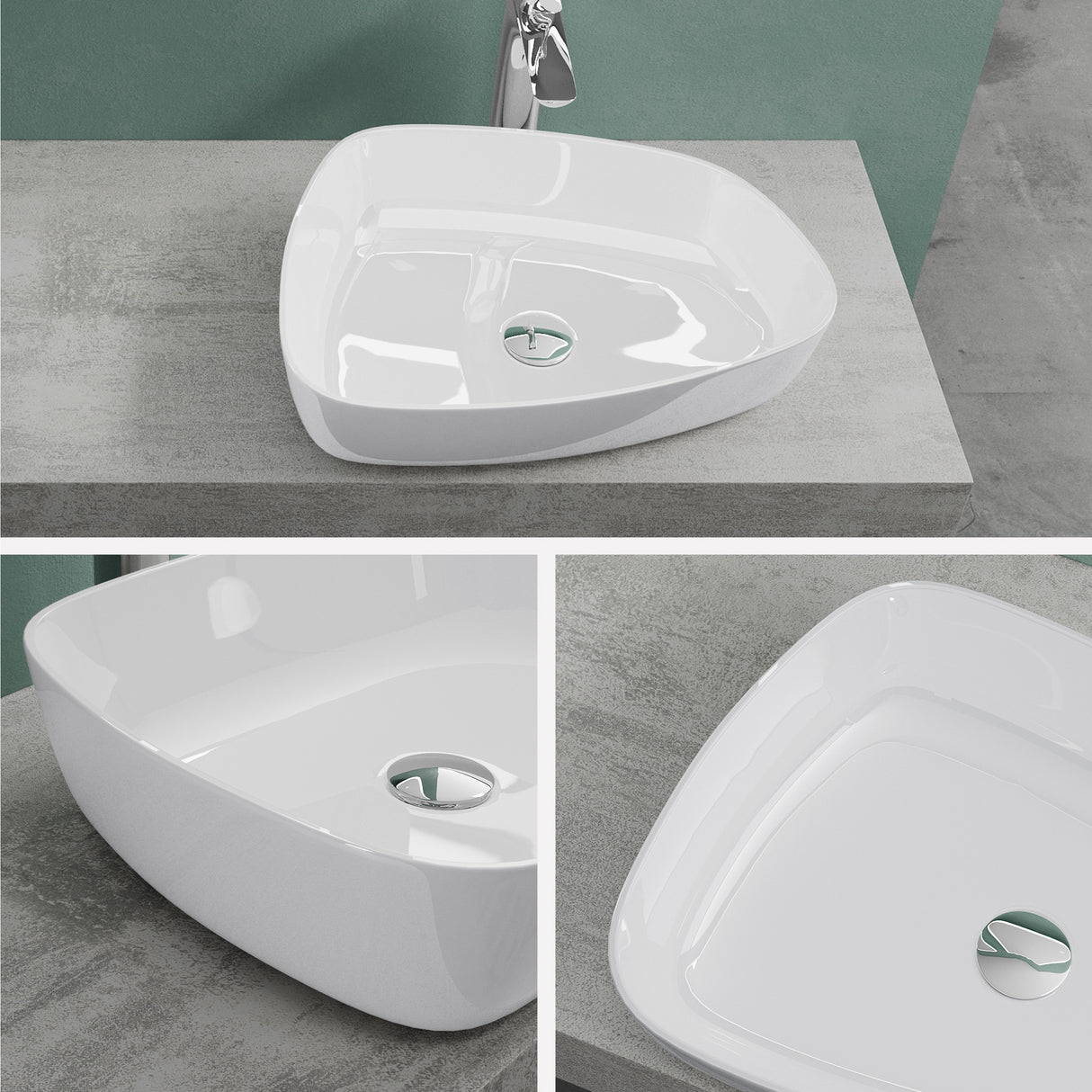 glasvilla Lavabo da Appoggio da Marmo Fuso 51.1x38.7x12cm Lavandino Bagno Rettangolare Col826