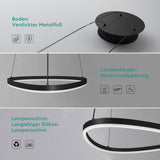 glasvilla Lampadario a Sospensione 16W, 50CM, Lampada da Soffitto a Sospensione 3000K/4000K/6000K con Cavo Regolabile per Camera da Letto e Soggiorno