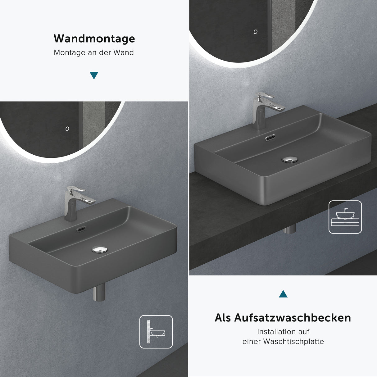 Lavabo de Encimera Glasvilla Meissen201 Cerámica con Recubrimiento Nano