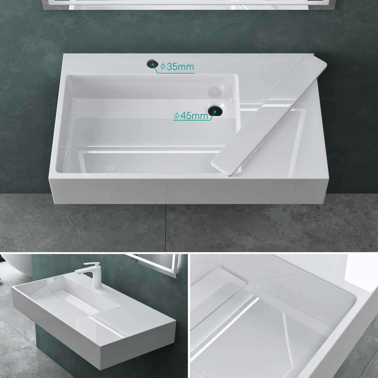 glasvilla Lavabo da Appoggio Lavandino Bagno Sospeso da Marmo Fuso Col12