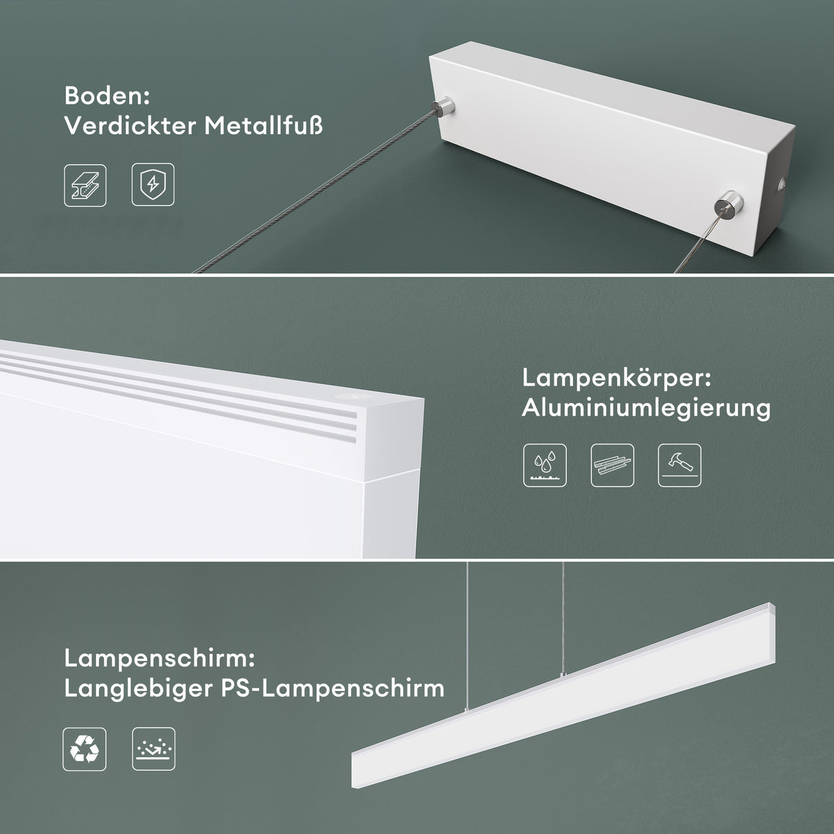 glasvilla Lampadario a Sospensione con Cavo Regolabile Lampada da Soffitto a Sospensione LED Dimmerabile con Telecomando per Sala da Pranzo, Camera da Letto e Soggiorno