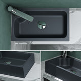 glasvilla Waschbecken Gäste WC Aufsatzwaschbecken mit Hahnloch 46x26x11cm Mineralguss Eckig Klein Waschschale Waschplatz Colossum101