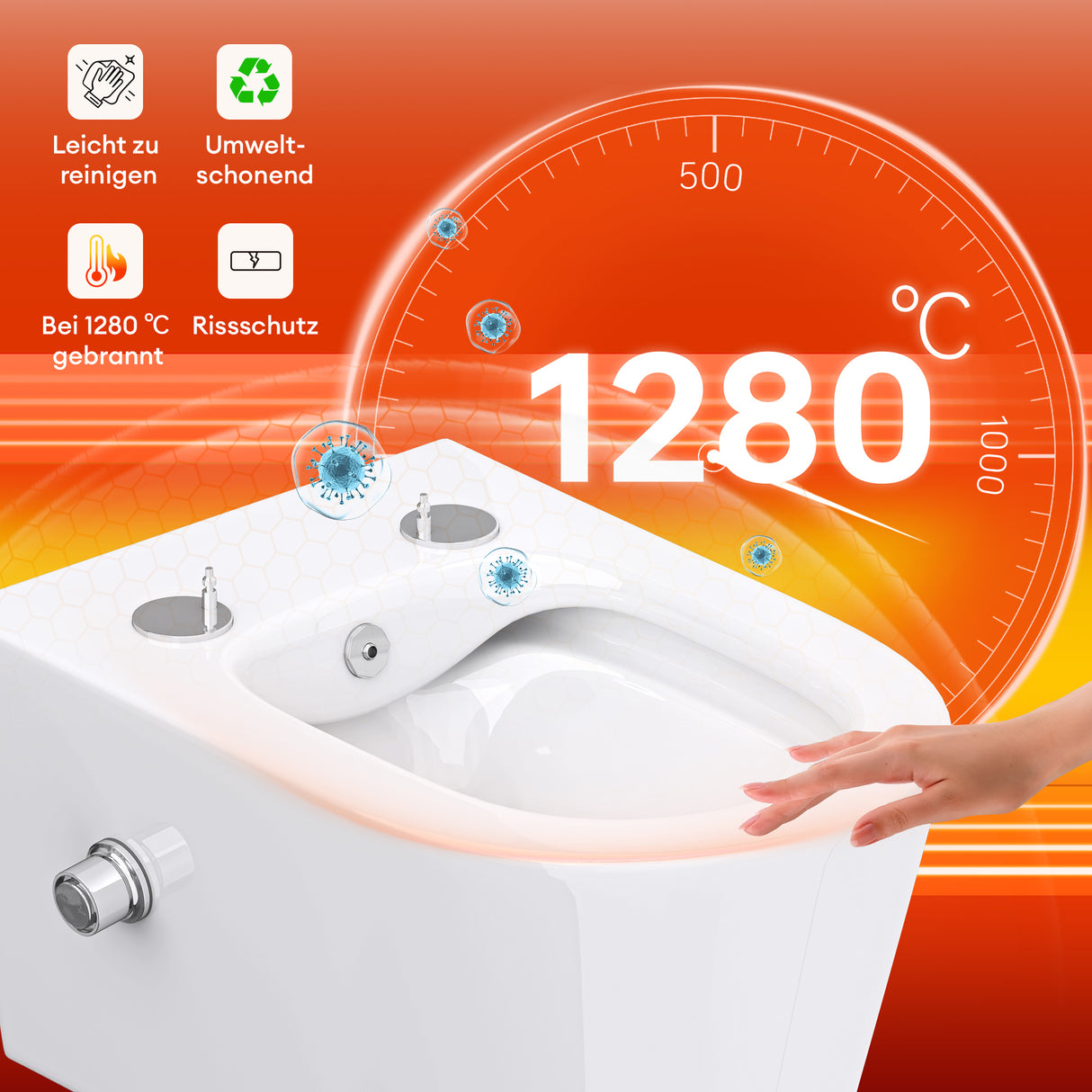 glasvilla Sanitari Bagno Sospeso in Ceramica Sanitari Bagno con Soft Close WC Sospeso Montaggio a Parete