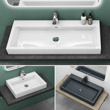 glasvilla Lavabo da Appoggio da Marmo Fuso Lavandino Bagno Rettangolare con 1 Foro per Rubinetto Colossum18