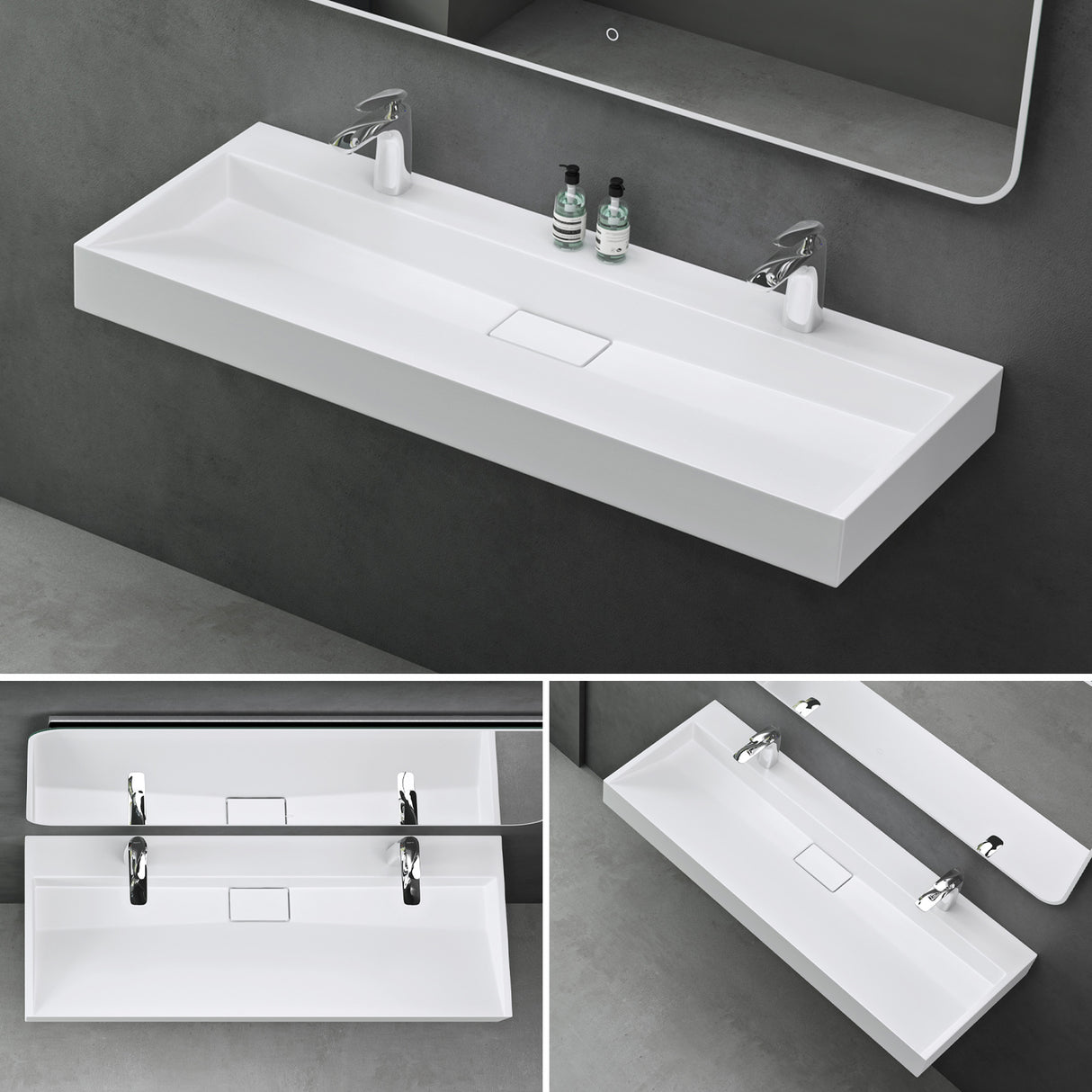 Lavabo Glasvilla Col19 Mineralguss moderno con válvula incluida