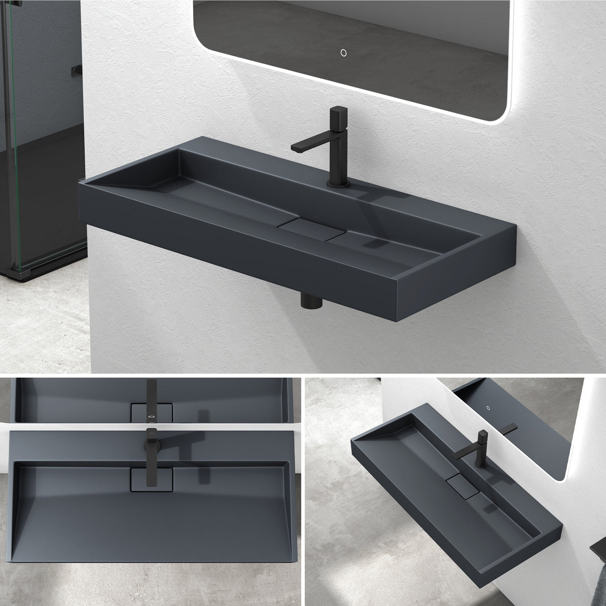 Lavabo Glasvilla Col19 Mineralguss moderno con válvula incluida