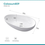 lavabo ovalado de encimera sin orificio para grifo y desagüe Col809