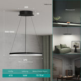 glasvilla Lampadario a Sospensione 16W, 50CM, Lampada da Soffitto a Sospensione 3000K/4000K/6000K con Cavo Regolabile per Camera da Letto e Soggiorno