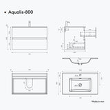 glasvilla Mobile Bagno Sospeso con Lavabo da Marmo Fuso  Antracite Mobile da Bagno con 2 Cassetti a Chiusura Soft-close Aqualis