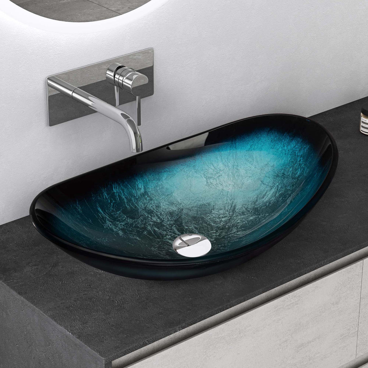 lavabo Glasvilla en verre, vasque à poser, lavabo ovale