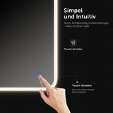 glasvilla Specchio da Bagno Appeso Specchio a LED con Interruttore Touch Specchio da Parete per Il Trucco Anti-Appannamento