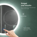 glasvilla Specchio da Bagno Appeso Specchio a LED Rotondo Specchio da Parete con Strato Anti-Appannamento e Interruttore a Sfioramento LED-Spiegel 05