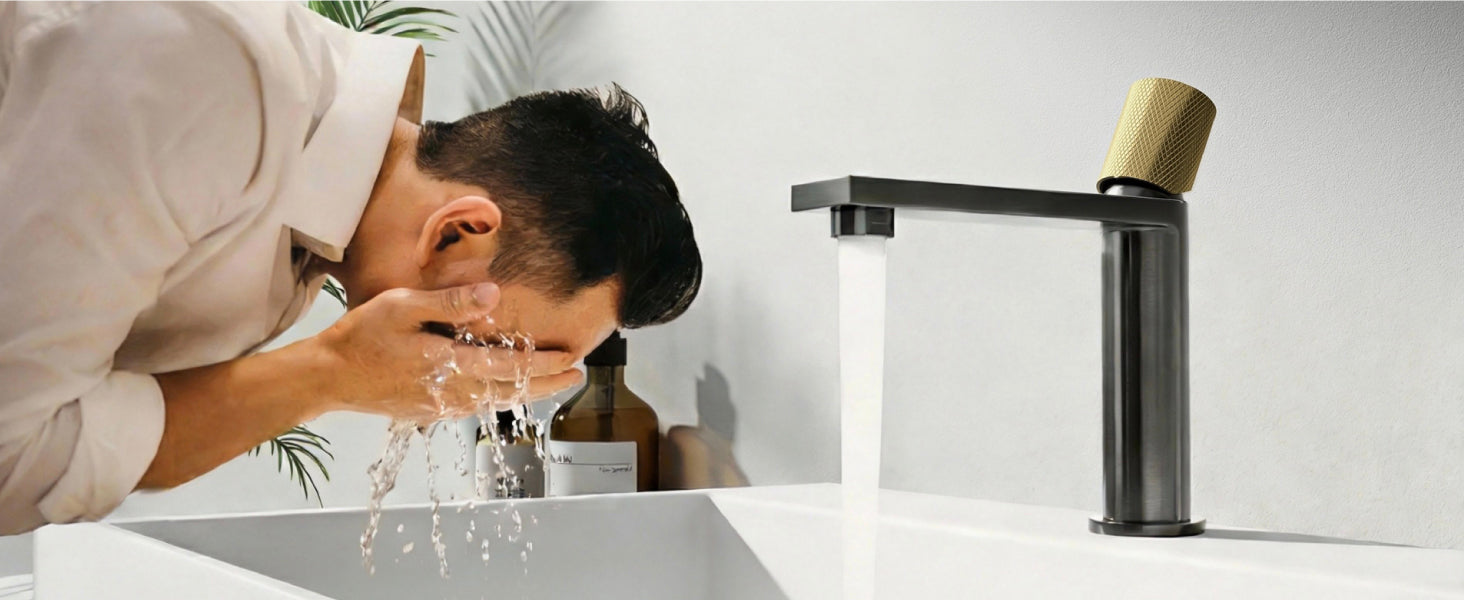Grifo de Lavabo Glasvilla Fino-01 Monomando de Acero Inoxidable con Ahorro de Agua