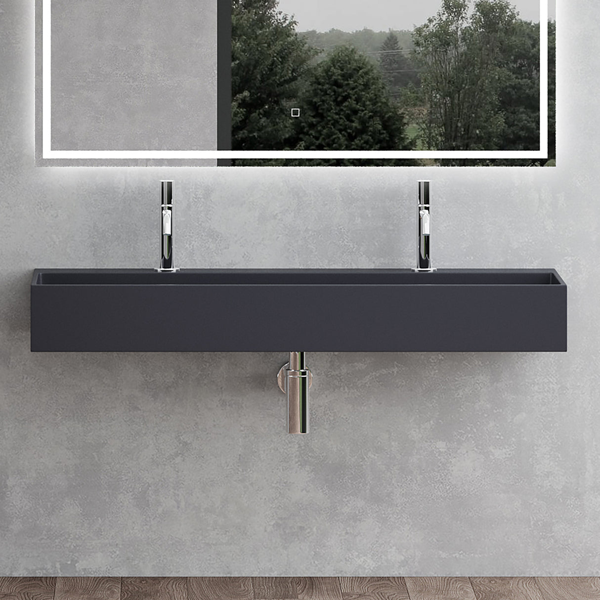 glasvilla Lavabo da Appoggio da Marmo Fuso Lavabo Bagno Sospeso Lavandino Bagno con Foro per la Rubinetteria Col6028