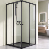 glasvilla Box doccia Angolare in Vetro, Cabina Bagno con Doppia Porta Scorrevole Box Doccia in Vetro di Sicurezza Temperato da 6 mm, Ravenna16K