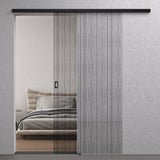 glasvilla Glasschiebetür komplettset Zimmertür Mate Negro 8mm ESG-Sicherheitsglas, Schiebetür Glas negro cepillado con riel de aluminio Muranino-001