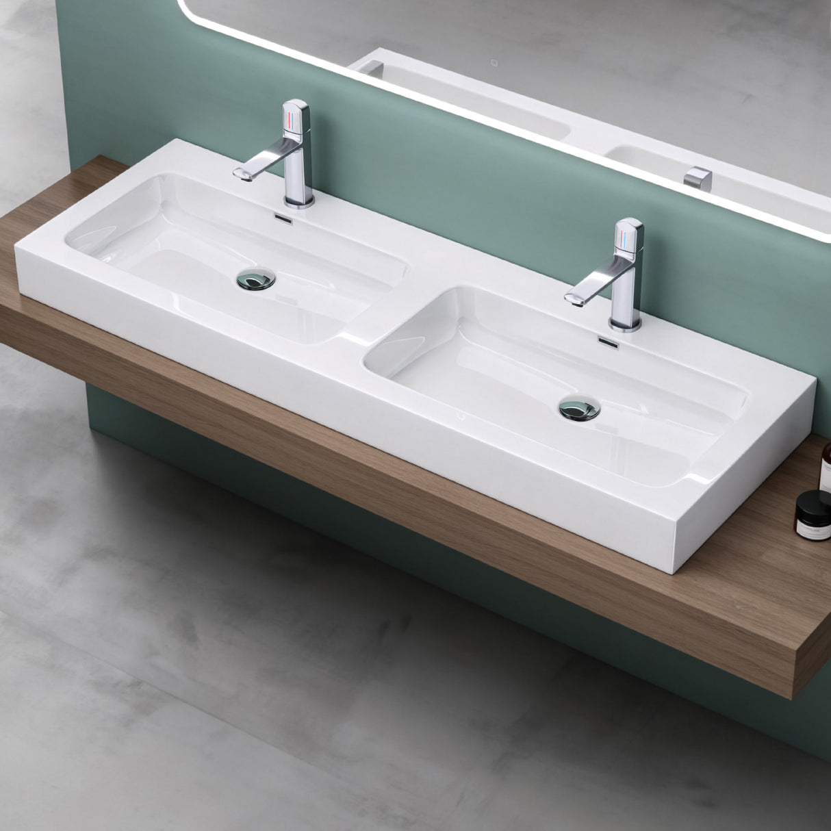 glasvilla Lavabo da Appoggio da Marmo Fuso Lavandino Bagno Sospeso con Due Fori per la Rubinetteria Colossum830