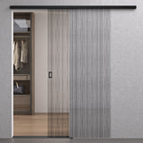 glasvilla Glasschiebetür komplettset Zimmertür Mate Negro 8mm ESG-Sicherheitsglas, Schiebetür Glas negro cepillado con riel de aluminio Muranino-001