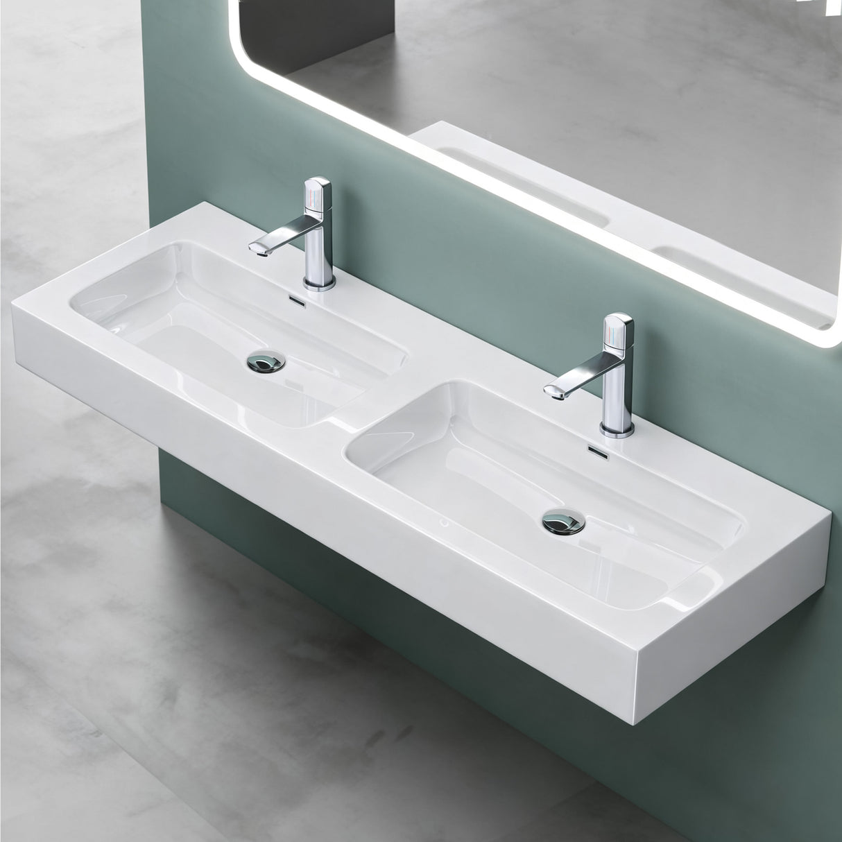 glasvilla Lavabo da Appoggio da Marmo Fuso Lavandino Bagno Sospeso con Due Fori per la Rubinetteria Colossum830