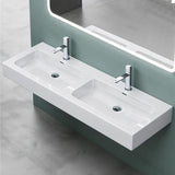 glasvilla Lavabo da Appoggio da Marmo Fuso Lavandino Bagno Sospeso con Due Fori per la Rubinetteria Colossum830