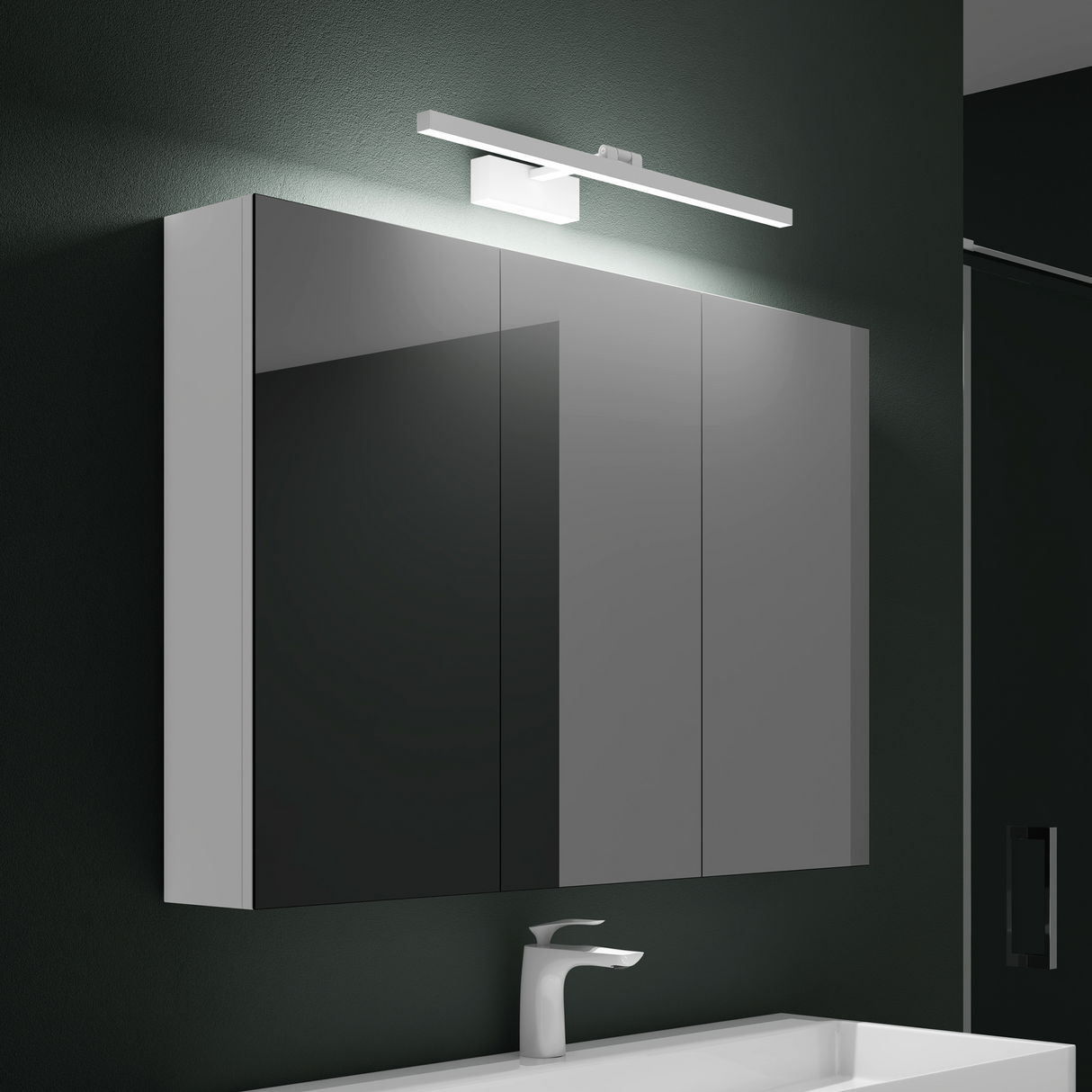 glasvilla Armadietto a Specchio con Lampada da Specchio LED per Bagno, Mobiletto da Parete per Bagno con Specchio e Luce a Specchio Spiegelschrank 02