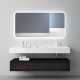glasvilla Mobile Bagno Sospeso 150x48x25cm con Cassetti a Chiusura Soft-Close Mobile da Bagno con Lavabo da Marmo Fuso UP