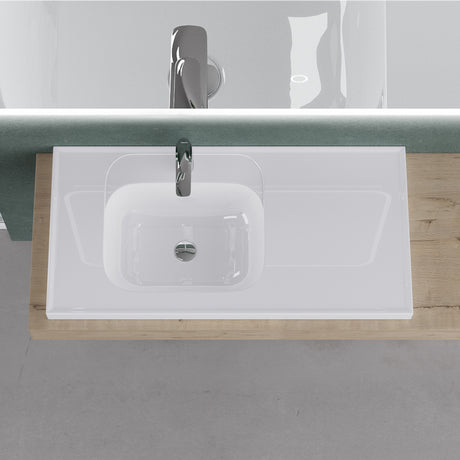 glasvilla Lavabo da Incasso da Marmo fuso Lavabo Bagno Sospeso Lavandino Bagno Rettangolare Bianco Col3601