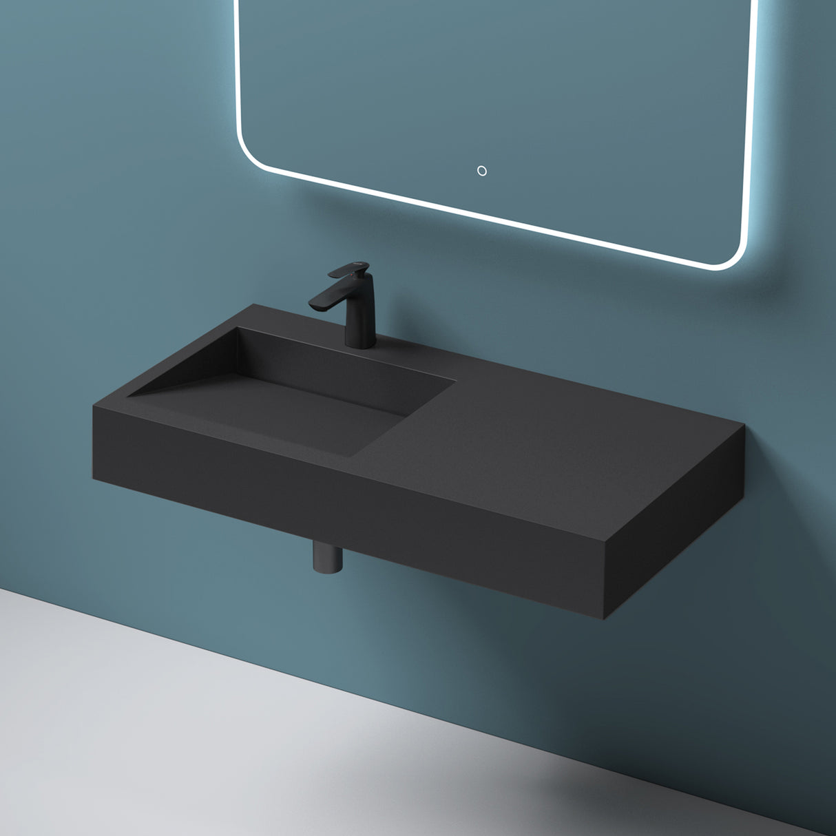 glasvilla Lavabo da Appoggio da Marmo Fuso Lavabo Bagno Sospeso Lavandino Bagno Rettangolare Col11