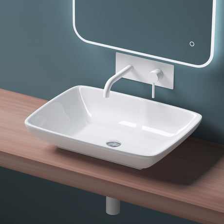 glasvilla Lavabo da Appoggio 59X43X12.5cm Lavabo Bagno Sospeso Lavandino Bagno in Ceramica Nano Rivestimenti Inclusi Brüssel102