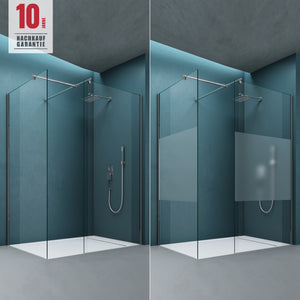 glasvilla Duschwand für Dusche Duschabtrennung mit 2 festen Seitenelementen 8mm ESG-Sicherheitsglas Walk-In Dusche Klarglas NANO-Versiegelung Bremen01K/MS-T