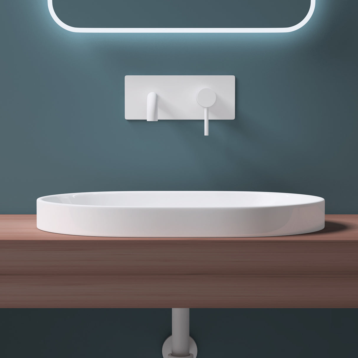 glasvilla Lavabo da Incasso in Ceramica Lavabo Sottopiano Ovale con Nano Rivestimenti Bianco Brüssel5006A