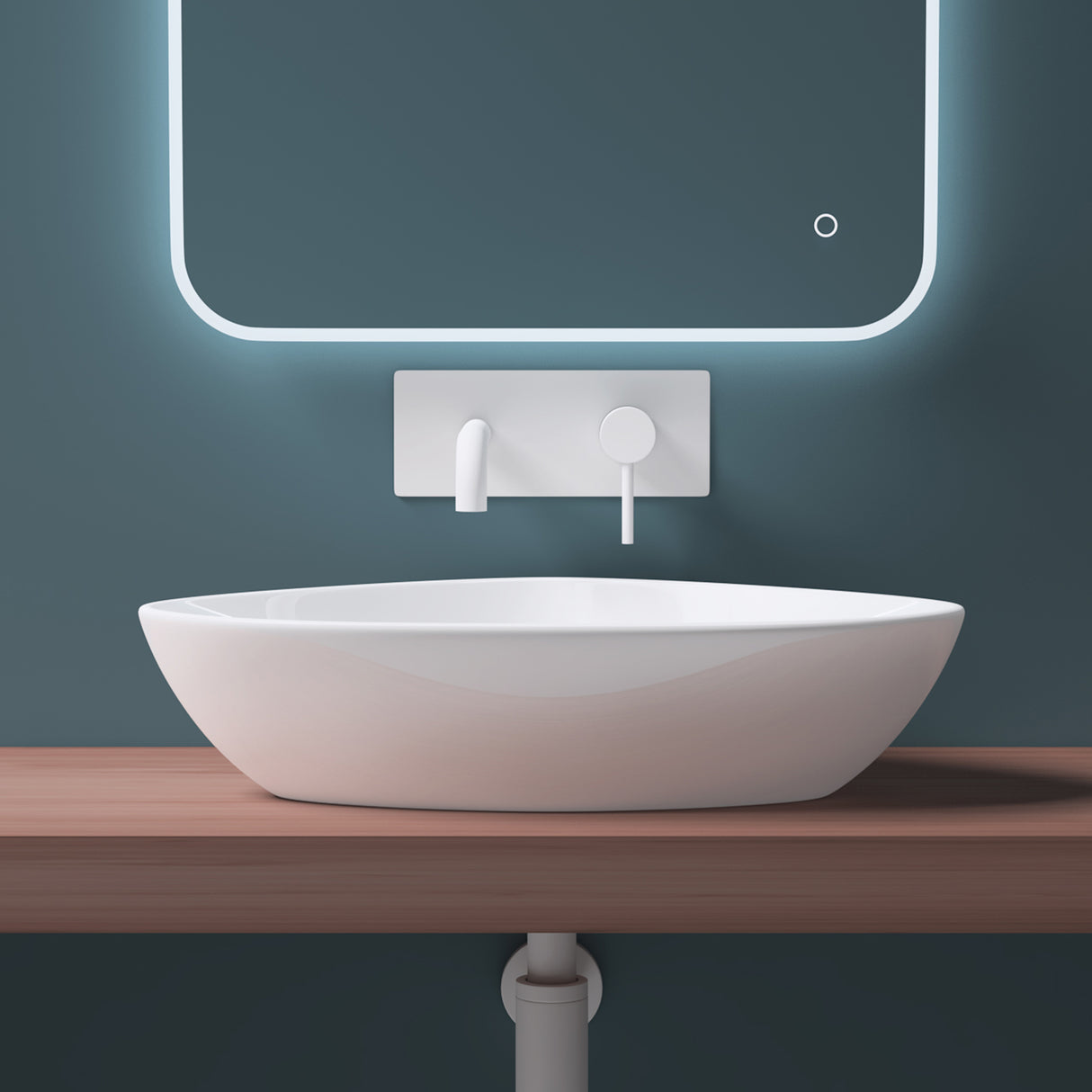 glasvilla Lavabo da Appoggio in Ceramica Lavandino Bagno Lavabo Bianco con Nano Rivestimenti Brüssel215