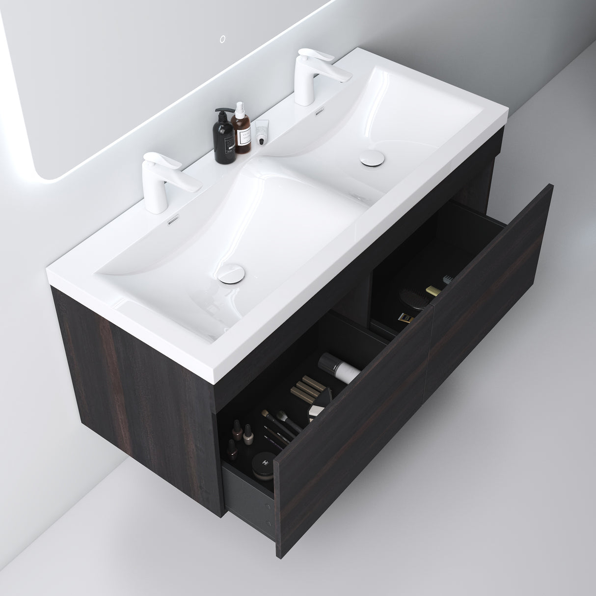 glasvilla Mobile Bagno Sospeso Mobili da Bagno con Lavabo da Marmo fuso, Botanica