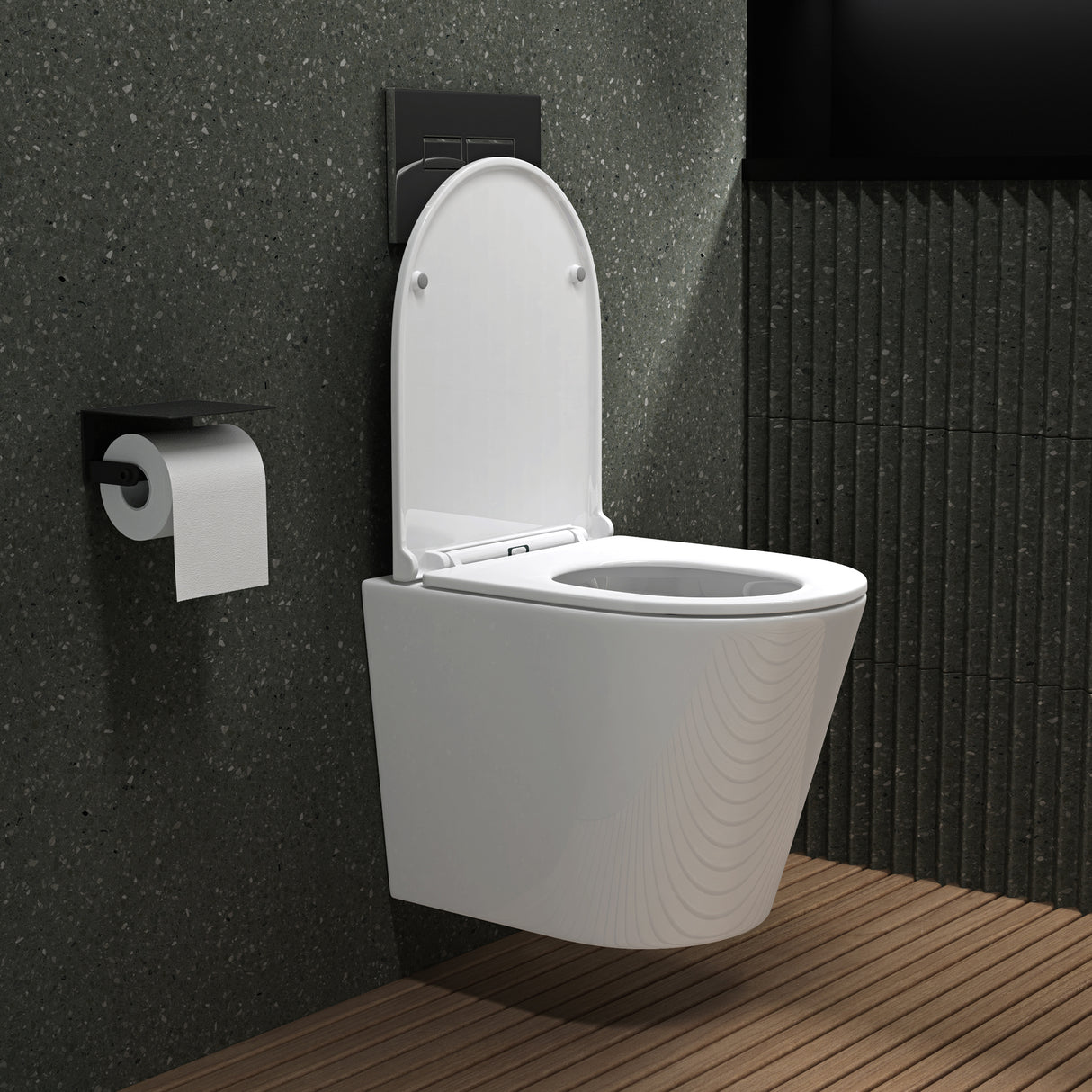 glasvilla Sanitari Bagno Sospeso in Ceramica, WC Sospeso senza Brida con Chiusura di Soft Close Aachen108