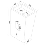 glasvilla Design Standwaschbecken freistehend Col38 weiß, aus Mineralguss, Waschtisch, BTH: 60x42x90cm
