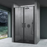 Porte de douche Glasvilla, porte de niche, cabine de douche, cabine de douche chromée et noire, porte battante à 180°, double porte, verre de sécurité trempé 8 mm, nano-revêtement, verre clair avec mécanisme de levage et d'abaissement, Teramo66