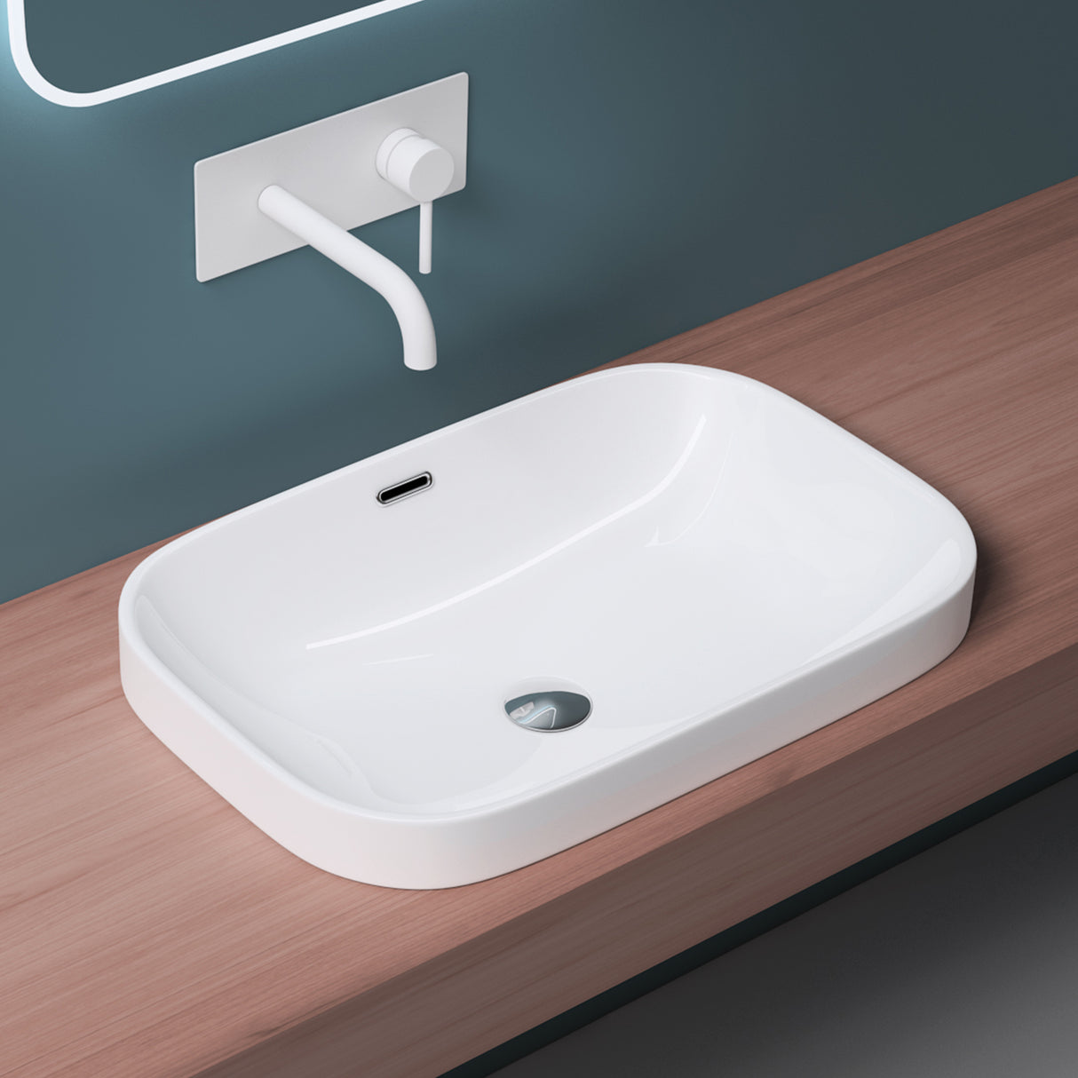 Lavabo da appoggio Glasvilla con rivestimento nano, in ceramica bianca Brüssel5082