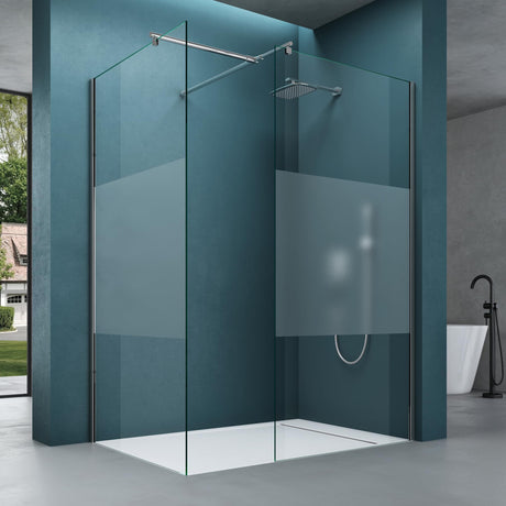 glasvilla Box Doccia Walk-In Due Lati Fissi, Parete Doccia in Vetro Trasparente 8mm di Sicurezza ESG con Rivestimento Nano, Cabina Doccia Bremen01K/MS-T