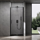 glasvilla Box Doccia a Nicchia in Vetro di Sicurezza 8mm con Meccanismo di Sollevamento e Abbassamento Cabina Doccia Cromata e Nera in Vetro Trasparente e Parzialmente Smerigliato Box Doccia con Rivestimento Nano Teramo36K