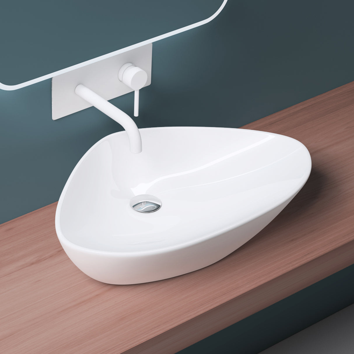 glasvilla Lavabo da Appoggio in Ceramica Lavandino Bagno Lavabo Bianco con Nano Rivestimenti Brüssel215