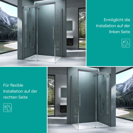 glasvilla Box Doccia in Vetro di Sicurezza ESG da 6 mm Cabina Doccia con Meccanismo di Chiusura Soft Close Box Doccia con Porta Scorrevole Ravenna12K