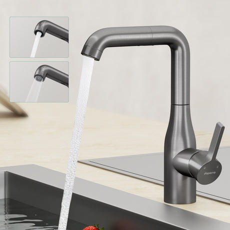 glasvilla Rubinetto per Cucina, 2 Modalità con Doccetta Estraibile, Rubinetto Lavello Cucina in Acciaio Inossidabile 304 con Cartuccia Ceramica, Tubi e Accesorri, Turnix-04
