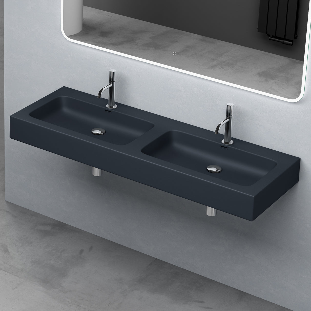glasvilla Lavabo da Appoggio da Marmo Fuso Lavandino Bagno Sospeso con Due Fori per la Rubinetteria Colossum830