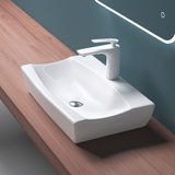 glasvilla Lavabo da Appoggio in Ceramica Lavandino Bagno Bianco con Nano Rivestimenti Brussels152B