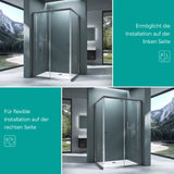 glasvilla Box Doccia in Vetro Box Cabina Doccia Angolare con Porta Scorrevole e Nano Rivestimenti 190cm Ravenna16L-K