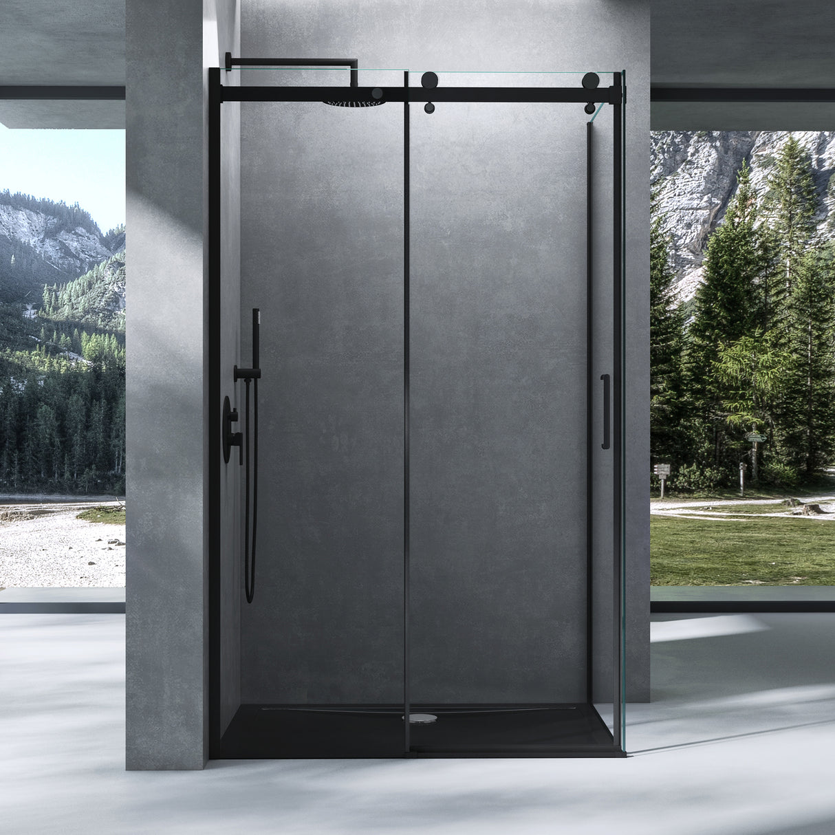 glasvilla Box doccia con Porta Scorrevole Cabina Angolare in Vetro 8 mm di Sicurezza ESG con Rivestimento Nano, Meccanismo di Sollevamento/abbassamento, Rav19 Nero