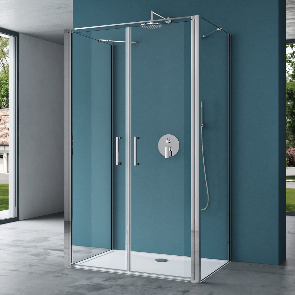 glasvilla Box Doccia in Vetro Trasparente a Forma U Cabina Doccia con Porte Doppie, Box Doccia in Vetro di ESG Ravenna66UK