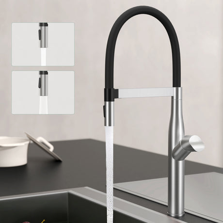 glasvilla Rubinetto per Cucina con 2 Modalità, Rubinetto Lavello Cucina in Acciaio Inossidabile 304 con Cartuccia Ceramica e Accesorri, Design Moderno Turnix-01