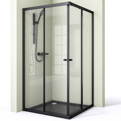 glasvilla Box doccia Angolare in Vetro, Cabina Bagno con Doppia Porta Scorrevole Box Doccia in Vetro di Sicurezza Temperato da 6 mm, Ravenna16K