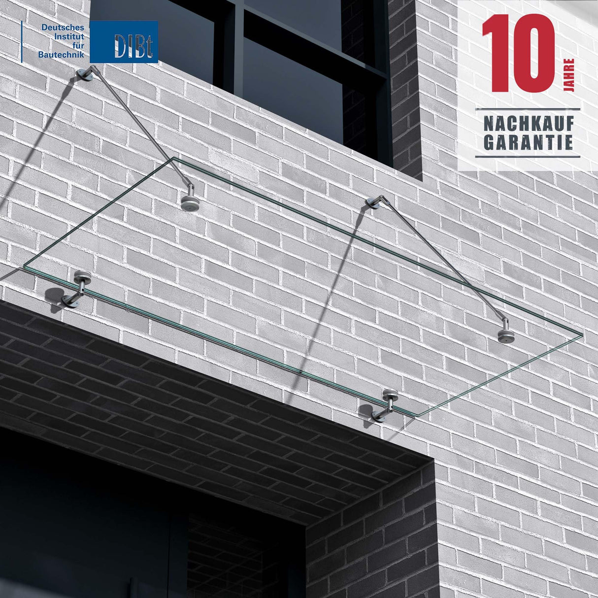 Copertura in vetro Glasvilla, vetro di sicurezza stratificato trasparente con pellicola SGP, supporto a parete in acciaio inox, protezione dalla pioggia, zona d'ingresso VDG02K
